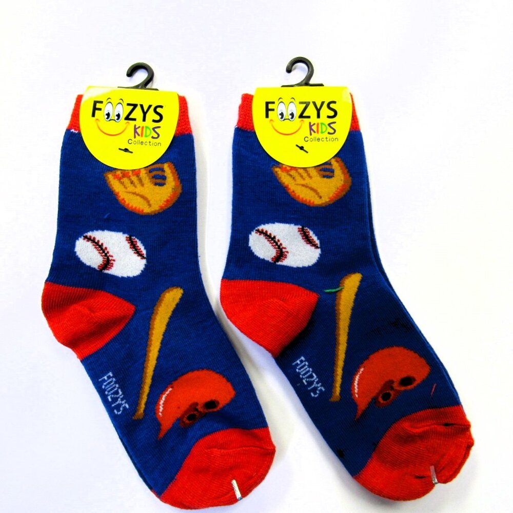 2 Pairs Foozys Kids Collection Boys Girls Unisex  Novelty Fun Socks Baseball